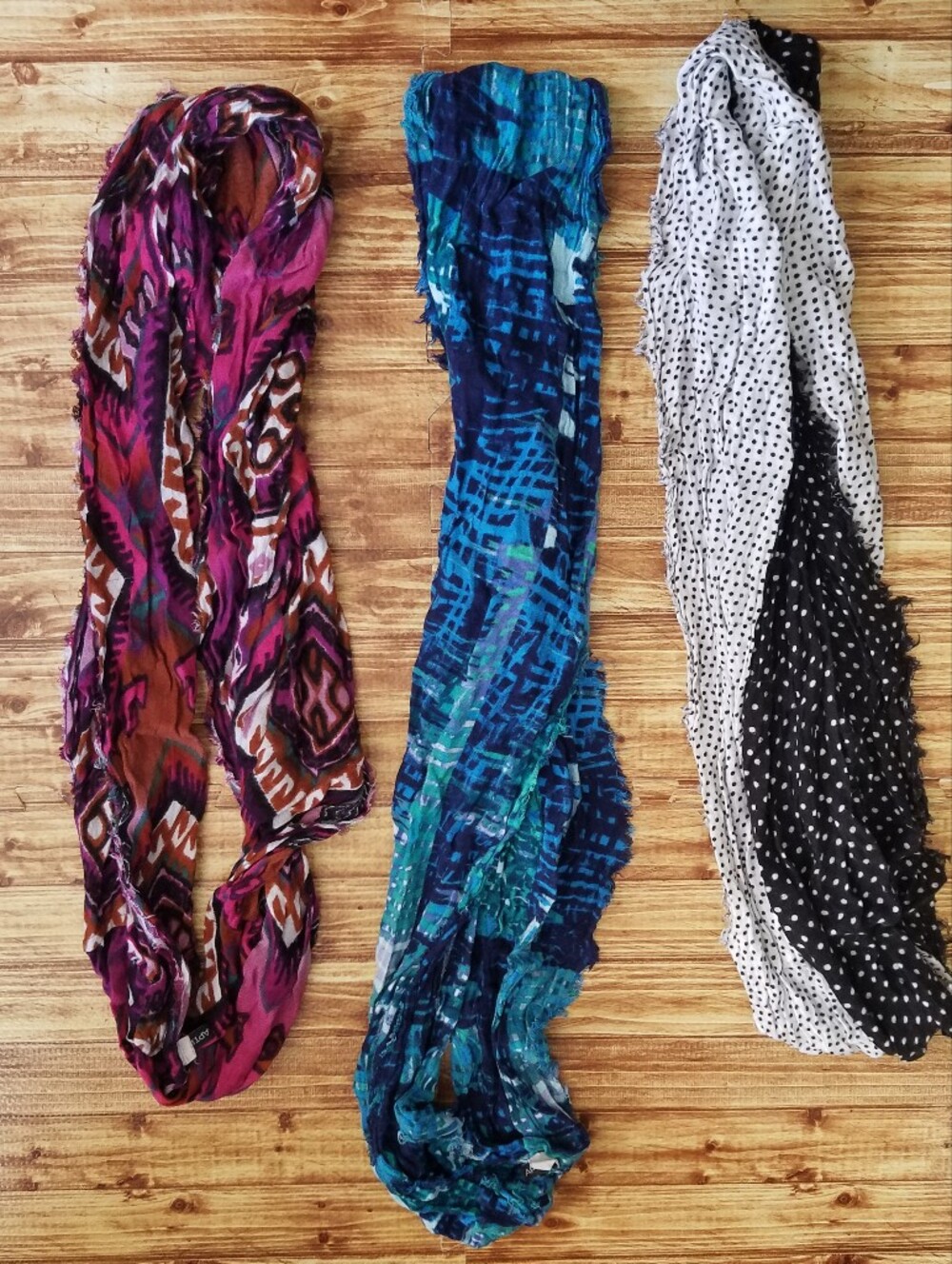 Apt 9 Infinity Wrap Scarf Lot of 3 Pink Blue Black White Prints